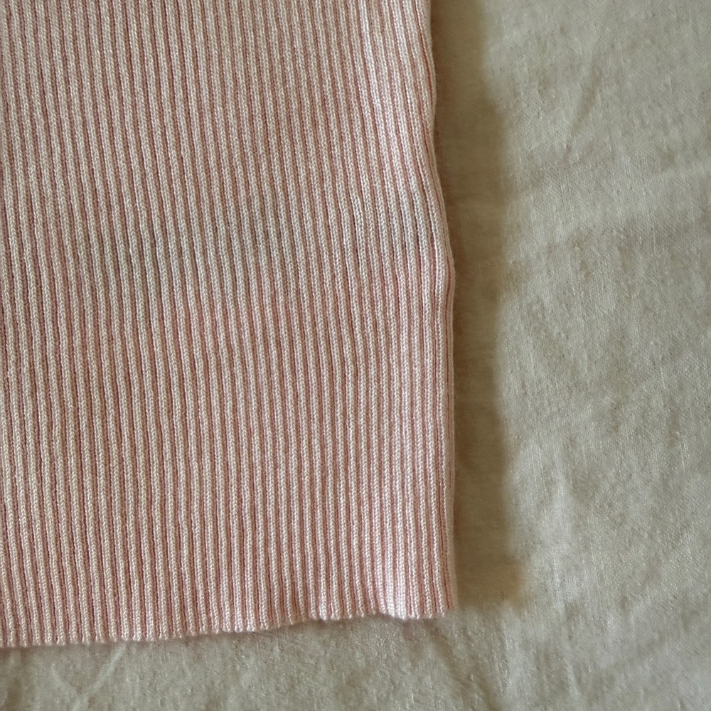 Celine Light Pink Ribbed Tank Top with Embroidered Logo - Picture 3 of 10